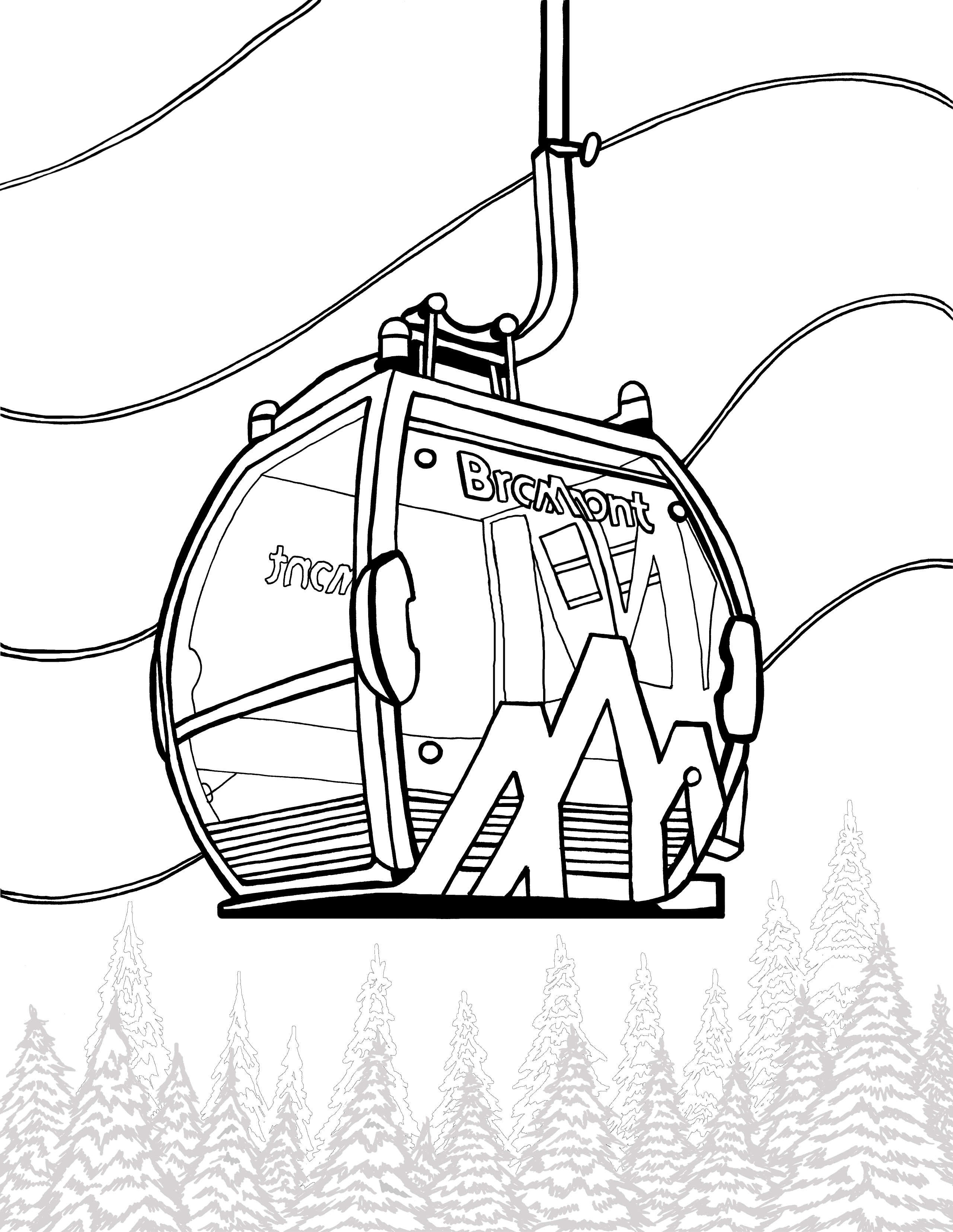 Ski Bromont Gondola - Free Coloring Page - You-Color