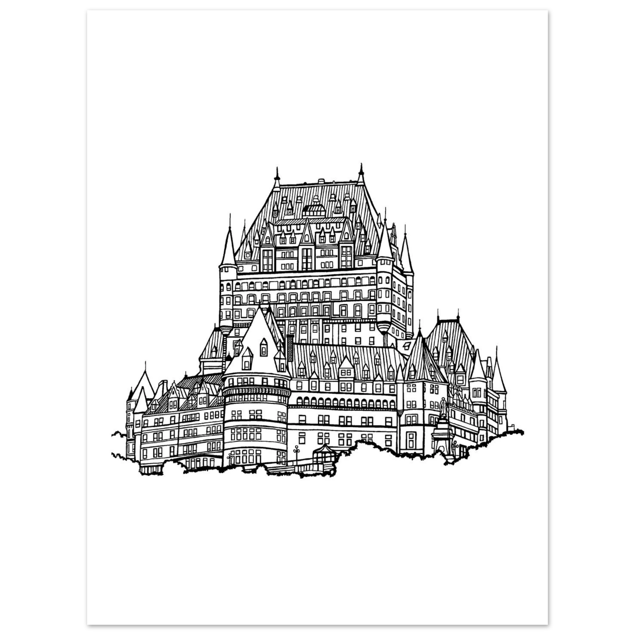 Quebec City Landmark Architectural Line Art Print by Nancy Beliveau - Line Drawing illustration print for home decor