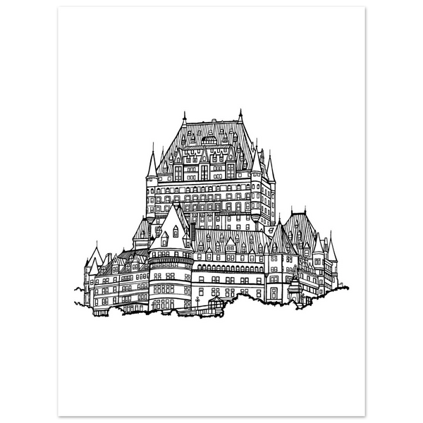 Quebec City Landmark Architectural Line Art Print by Nancy Beliveau - Line Drawing illustration print for home decor