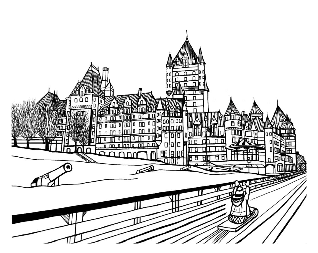 Dufferin Terrace Toboggan Slide, Québec City – Printable Coloring Page - You-Color