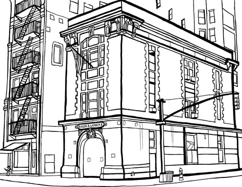 Free printable Hook and Ladder 8 New York coloring page featuring the famous FDNY firehouse in Tribeca: You-Color